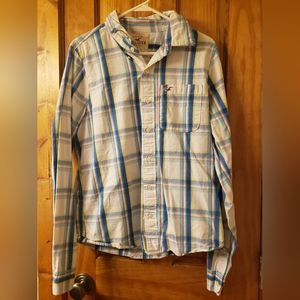Hollister Plaid button down-white